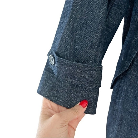 TALBOTS Denim Waist Tie Trench Coat Sz 4P - Picture 4 of 6